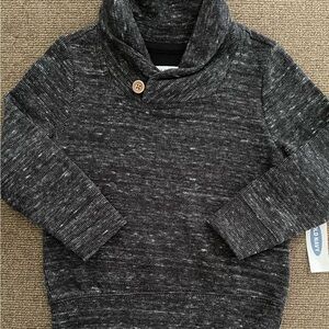 NWT Boys Old Navy Shawl Collared Long Sleeve Thermal Shirt Size 2T Black/Gray